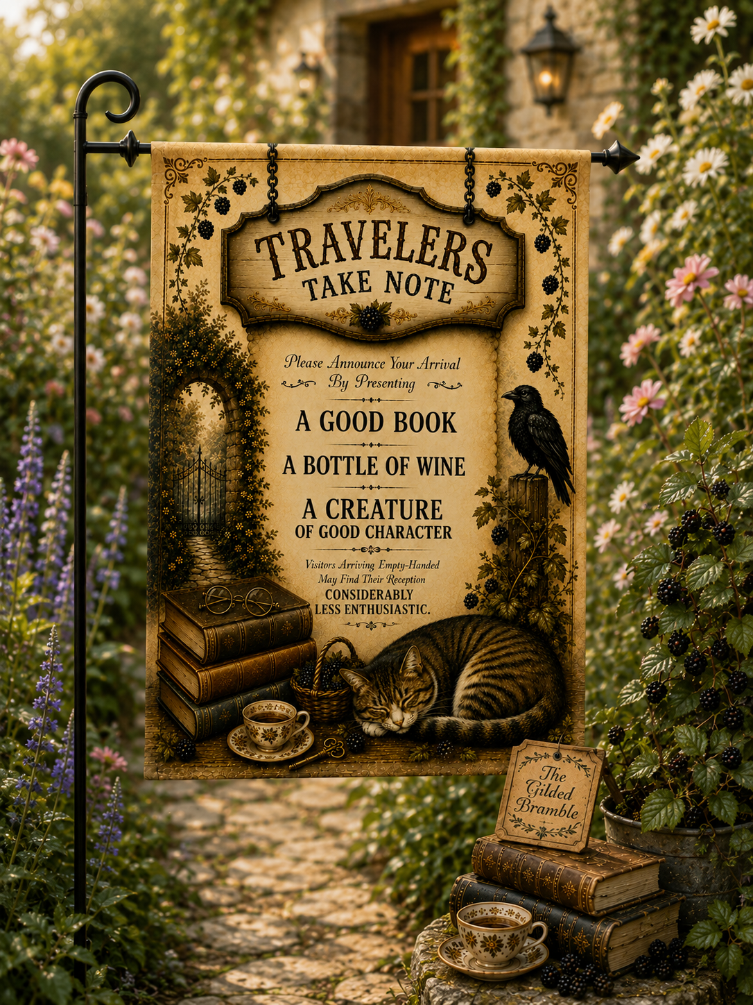 Travelers Take Note Garden Flag