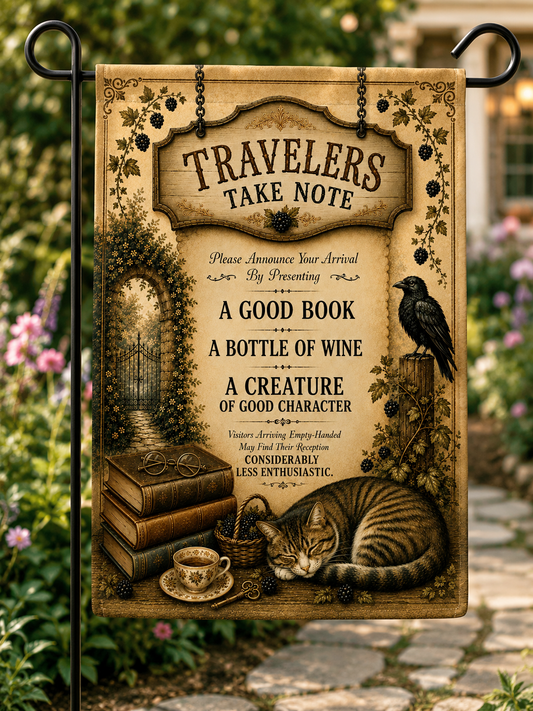 Travelers Take Note Garden Flag